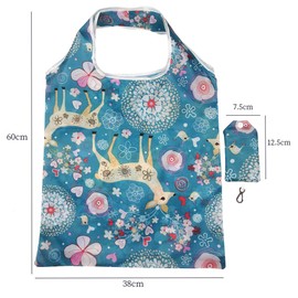 FAVORTALK Fold Up Shopping Bag 3 Pcs Reusable Shopping Bags Large Capacity Fold Up Shopper Bags with Flowers Pattern Washable Durable and Lightweight Groceries Bags - 8506