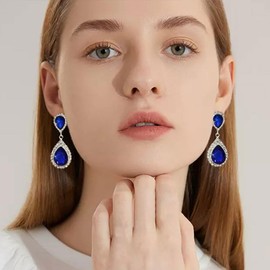 FDEETY Teardrop Crystal Earrings Hanging Rhinestone Earrings Elegant Jewellery Women's Wedding Evening Jewellery Luxury Accessories, Metallic, Rhinestone
