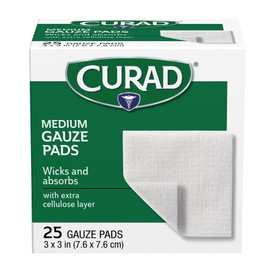 CURAD Sterile Pro-Gauze Pads, Not Made from Natural Rubber Latex, 3" x 3", Pack of 24
