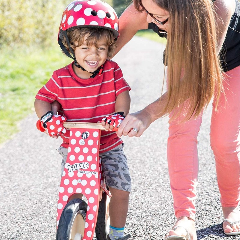 Children's Bike Gloves Red/White Dots Gloves KM m (5 Years)
