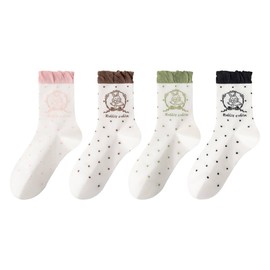 WaziHou Women Crew Socks Fashion Cute 4 Pairs Rabbit Cabin Casual Novelty Cotton Socks