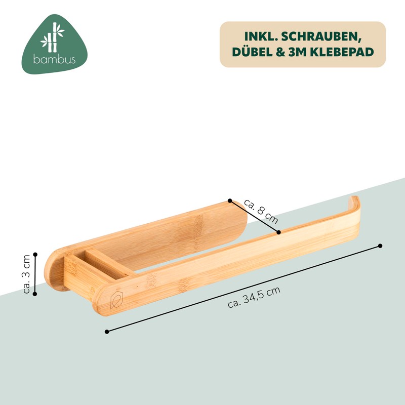 eluno Bamboo Wall Mounted Kitchen Roll Holder Natural Design Wall