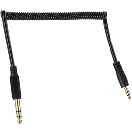 tunghey Coiled 1/8" to 1/4" Stereo Audio Cable, 3.5mm(1/8 inch) TRS Male to 6.35mm (1/4 inch) TRS Male Audio Coiled Cable for Amplifier, Speaker,Guitar 0.8M