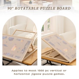 Tektalk Convertible Jigsaw Puzzle Board, Two-Way Use Adjustable Puzzle Table with Cover & 4 Colored Sorting Trays, 4-Tilting-Angle Wooden Plateau, for Up to 1000 Pieces