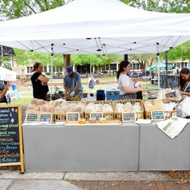 Nasitos 2 Pack Silver 6ft Fitted Tablecloth for Rectangular Table-Open Back Folding Table Cover Washable Fabric and Wrinkle Resistant Tablecloth for Parties, Wedding, Craft Fair, Cocktails, Weddings