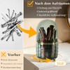 FAVORTALK Make-Up Cosmetic Organiser with 6 Compartments, 360° Rotating Brush