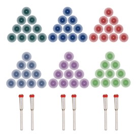 𝗥𝗮𝗱𝗶𝗮𝗹 𝗕𝗿𝗶𝘀𝘁𝗹𝗲 𝗗𝗶𝘀𝗰, GOXAWEE 66Pcs (1") Detail Abrasive Brush Kit (1/8" Shank Mandrel) for Rotary Tool - Mixed Grit 80# 120# 220# 400# 600# 1000#