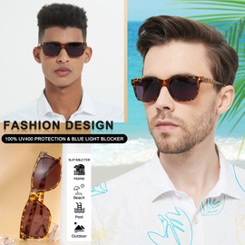 MARE AZZURO Reader Sunglasses 2.00 Men Large Square Sun Reading Glasses 100 125 150 175 200 225 250 275 300 350 400 (Brown, 2.0)