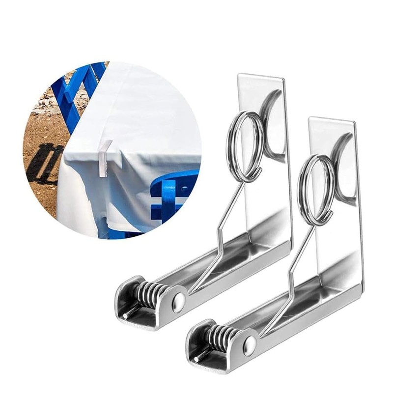 AIMALL 6pcs Stainless Steel Tablecloth Clip, 2.87x2.4x0.67in, High Strength Elastic