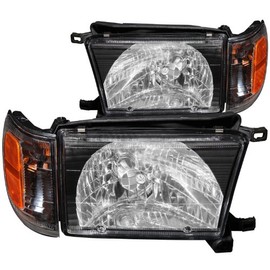 HEADLIGHTSDEPOT Black Housing Halogen Headlights Compatible with Toyota 4Runner 1999-2002 Includes Left Driver and Right Passenger Side Headlamps
