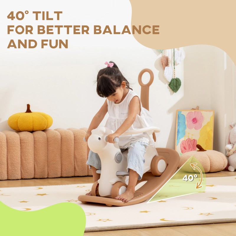 Qaba 4-in-1 Rocking Horse with Detachable Balance Board for 2-5