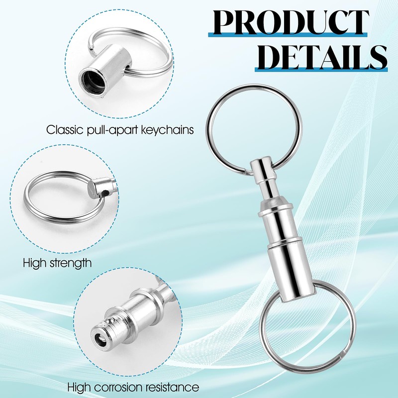 Pack of 8 Removable Key Fob with Quick Release Pull