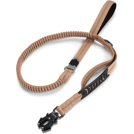 Heavy-Duty Dog Leash, 4-6 feet Shock-Absorbing Tactical Dog Leash, Advanced Simple Metal Clips and no Traction Reflective Leash, Suitable for Middle-Sized and Large Dogs (Hyena Brown).