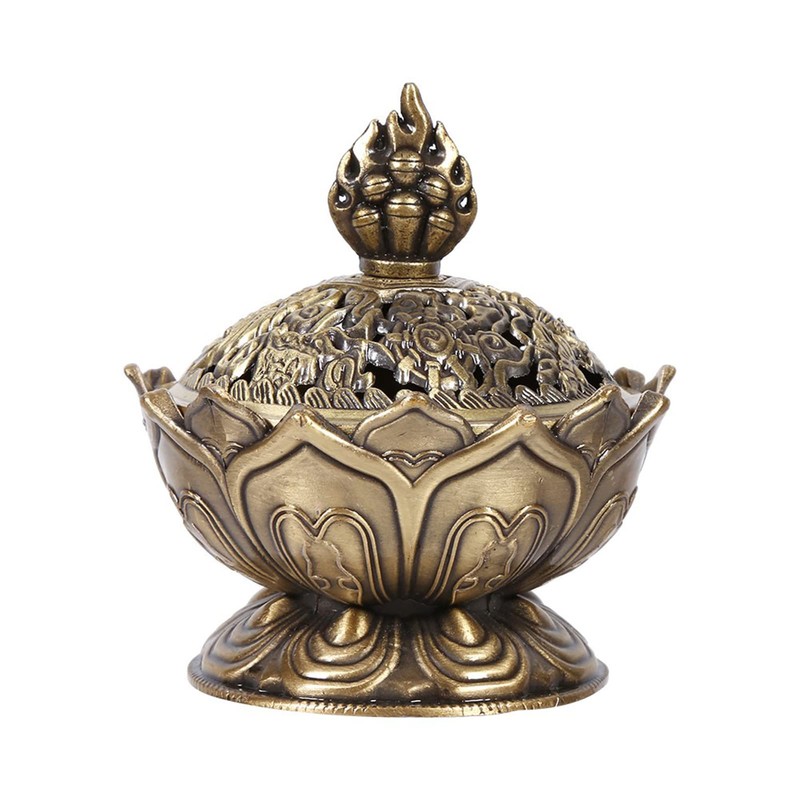 Charcoal Incense Burner Zinc Alloy Vintage Lotus Shape Charcoal Incense