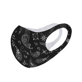 Komonee Face Mask Washable Reusable Black Paisley Dustproof Cloth Mouth Cover Covering For Men Women Outdoors Indoors Cycling Ski Protection (Pack of 2)
