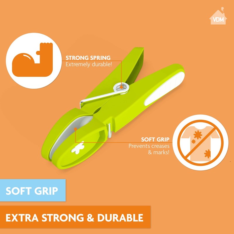 LaundrySpecialist Soft Grip Clothes Pegs - Multicoloured - Pack of