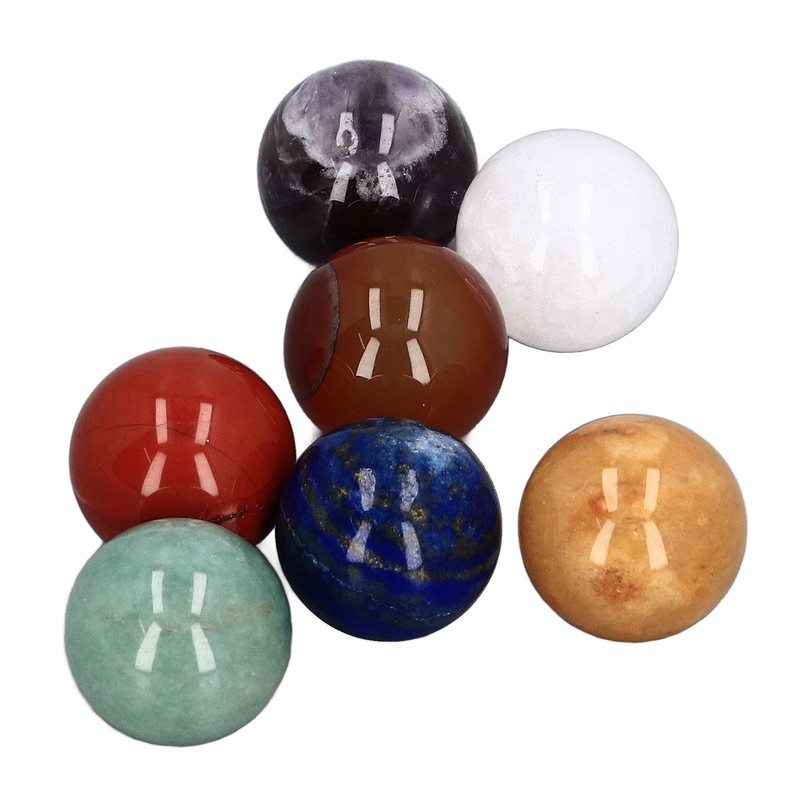 7pcs Chakra Crystal Balls Topaz Redstone Green Aventurine Lapis Lazuli