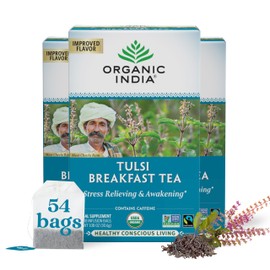 ORGANIC INDIA Té De Hierbas Tulsi Para El Desayuno - Té Negro Con Albahaca Sagrada, Alivia El Estrés Y Revitaliza, Orgánico Según El Usda, Sin Omg,...