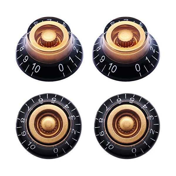 Taiss 4Pcs Amber Top Hat Bell Style Knobs Electric Guitar