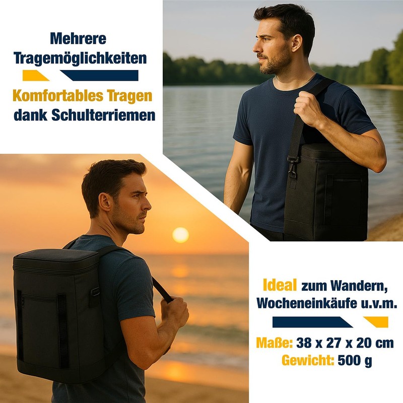 Xcase Rucksack Kühltasche: 2er Set Kühlrucksack mit Schulterriemen und Vordertasche,