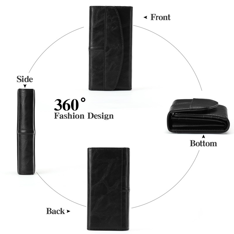 FALAN MULE Womens Large Capacity Leather RFID Blocking Card Holder