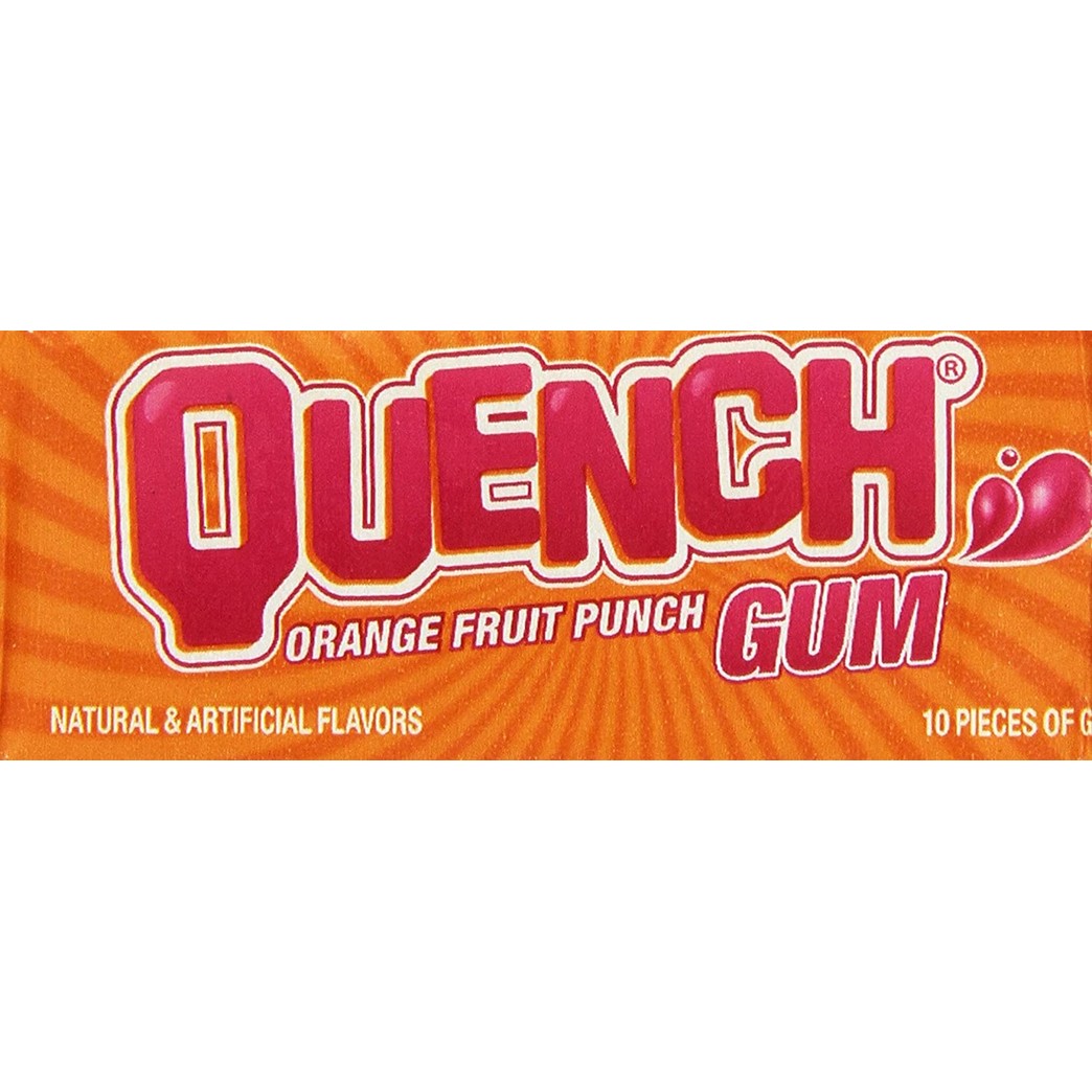 Quench Gum Twelve 10 Piece Packs Orange and Fruit Flavor