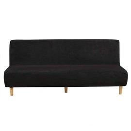 MIFXIN - Funda elástica para sofá cama sin brazos, de felpa más gruesa, color sólido, 3 asientos, plegable, protector de muebles sin reposabrazos (negro)