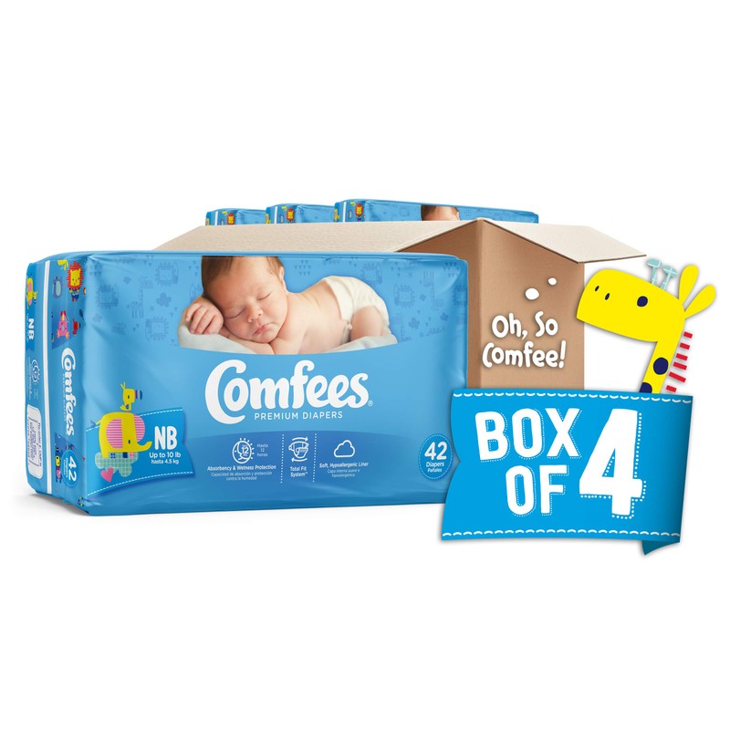 Comfees Baby Diapers for Newborns, 42 Count, Size N