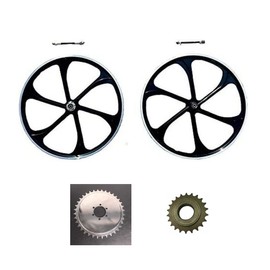 26 inch Aluminum Alloy Bicycle Mag Wheel 100 * 135mm & 22T Flywheel & 36T 6 Hole Sprocket Gas Motorized Bicycle Rim