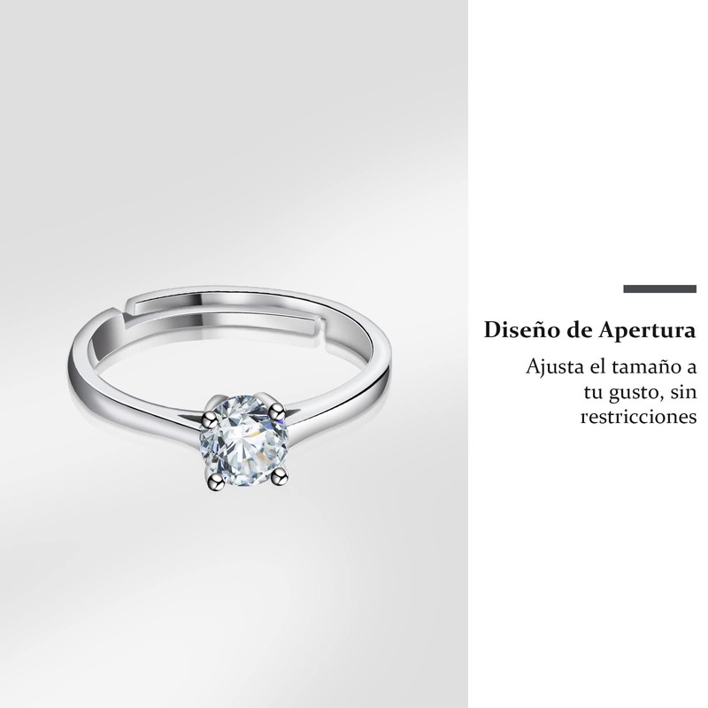 Anillos de Pareja Plata 925 Anillo de Compromiso Ajustable, Regalo