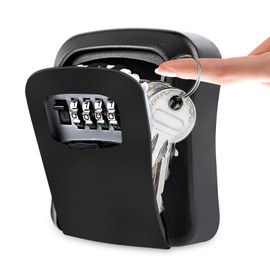 ZITUZY Outdoor Key Safe 4 Digit Key Safe with Number Code, Key Box with Code, Key Cabinet with Number Code, Key Safe Wall Mounting, Zinc Alloy (Black)