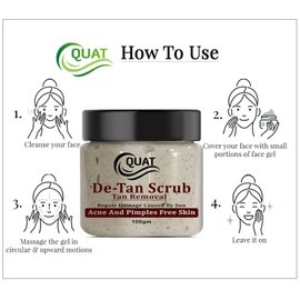 Quat De-Tan Face Scrub,Tan Removal Face Scrub for Glowing Skin,Oily,Dry Skin,Women,Men (100gm)