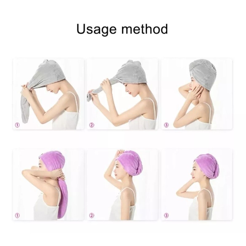 CL Toalla Cabello Absorbente Con Botón Para Sujetar Antifriz