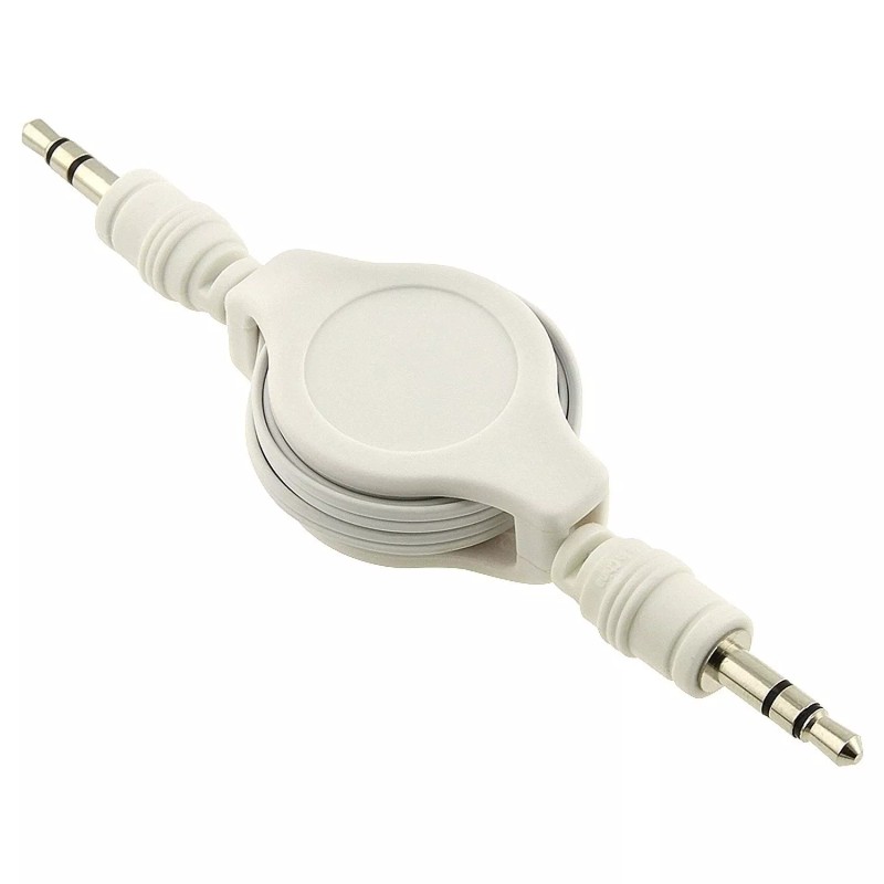 Unbranded/Generic 5 White Retractable 3.5mm AUX Auxiliary Cable Cord for