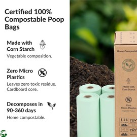 100% Compostable & Biodegradable Dog Poop Bags Leak-Proof and Extra Thick Light Green Dog Bags Pet Waste Bags for Big and Small Dogs - Unscented - Planet4Life (Pack of 240)