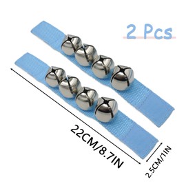CashBeat Wrist Bells Set of 2, Light Blue Jingle Bells Instrument, Adjustable Ankle Percussion Musical for Kids, Party Favors, Christmas Decor, Education, Dance, Band Performance