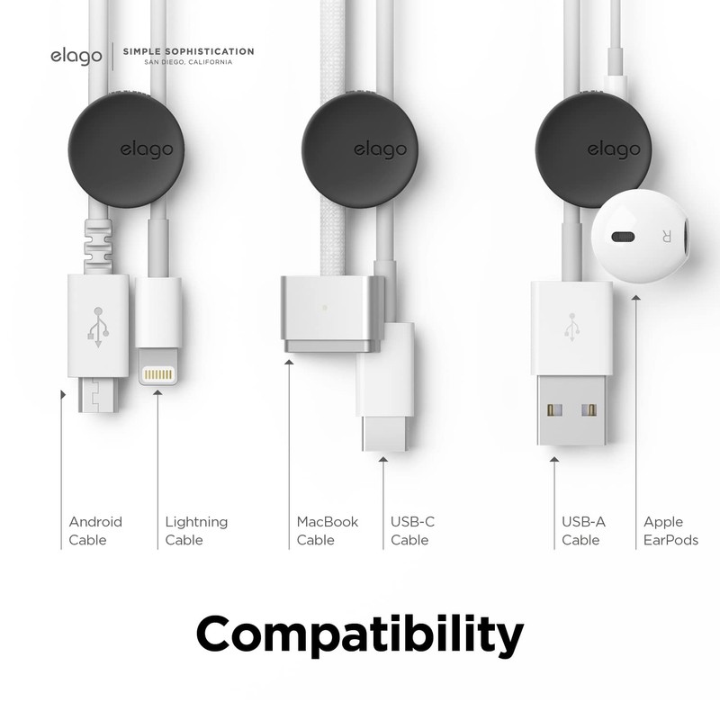 elago CABLE MANAGEMENT BUTTON ケーブルドロップ 収納ボタン 2ケーブル 同時収納可能 ケーブルクリップ 7個セット