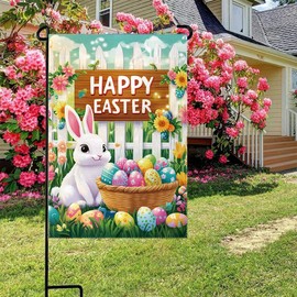 KUMSODE Easter Garden Flag, 45 x 30 cm, Double-Sided Easter Flag, Easter Decoration, Outdoor Easter House Flag for Outdoor Decoration
