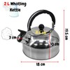 2 L Stainless Steel Whistling Camping Kettle Cordless Gas Hob