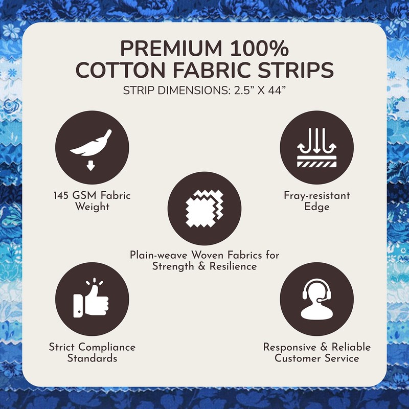 Tinyspool & Co. Jelly Roll Fabric Strips for Quilting, Crafting,