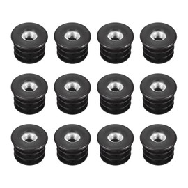 sourcing map 12Pcs Inserts for Round Tubes with M8 Thread, for 25mm/0.98" OD Round Tube, Round Black Plastic Furniture Leg Plug Caster Insert Chair End Caps