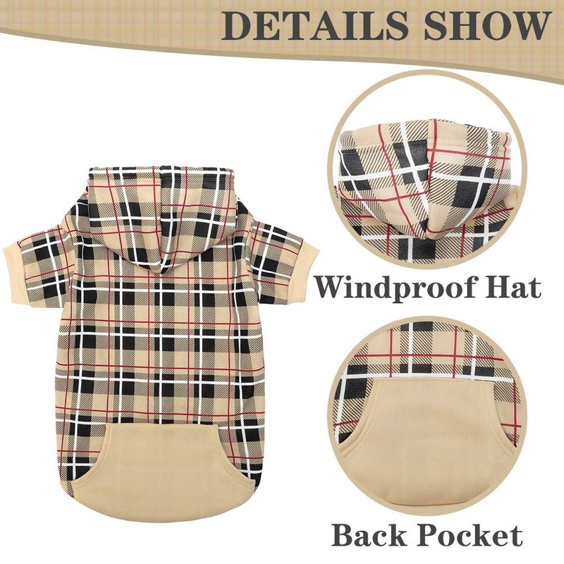 EXPAWLORER Plaid Dog Hoodie - British Style Plaid Pet Sweaters