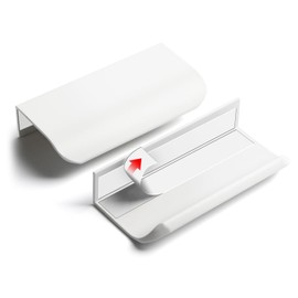 BaiNong 5 Pack 3 inch self Adhesive Cabinet pulls Adhesive Cabinet Handles Warm White Drawer Edge pulls Stick on Handles for Cabinet Finger pulls for Flat Drawer Concealed