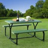 BANGTANE Picnic Table, Portable Picnic Table Bench Set w/Steel Frame,