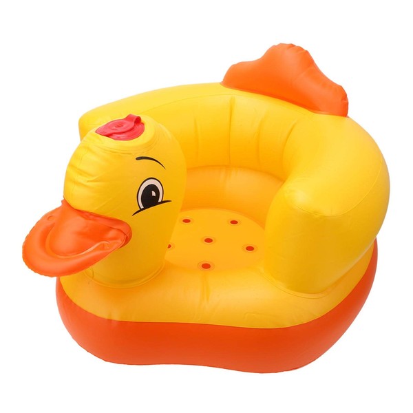 Inflatable Baby Chair Infant Bath Chair Seat Cute Yellow Duck Training Seat Air Sofa for Toddler(Oval Bottom)