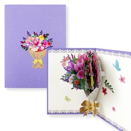 TOG BEG® 3D Pop-up Greeting Card with Colourful Bouquet Motifs for Birthday, Holiday, Valentine's Day, Wedding, Anniversary for Family, Friends, Employees or Teachers with Envelope