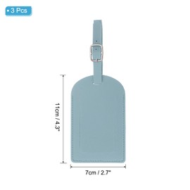 PATIKIL Luggage Tags for Suitcases, 3 Pack Premium PU Leather Baggage Tags Privacy Protection Luggage Identifier Travel Bag Labels, Light Blue