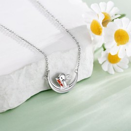 ONEFINITY Rabbit Necklace for Women: 925 Sterling Silver Rabbit Pendant, Cute Animal, Jewellery, Gift for Rabbit Lovers, Sterling Silver, No Gemstone