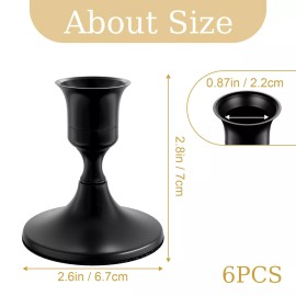 zeochyni 6PCS Taper Candle Holders Vintage Metal Candlestick Holders for Set of 6 Black