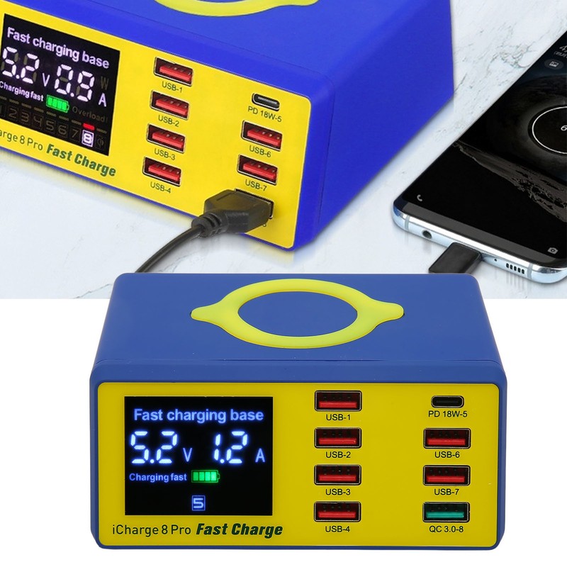 100w USB Charging Station with QC3.0 PD Fast Charging Interface